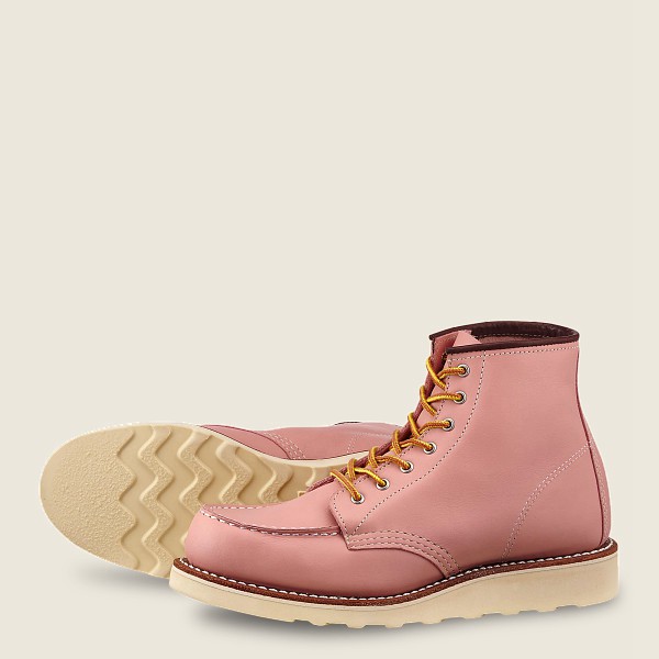 Bottes Red Wing Heritage - 6-Inch Classic Moc - Short Boundary Cuir - Rose - Femme 874DHJCTS